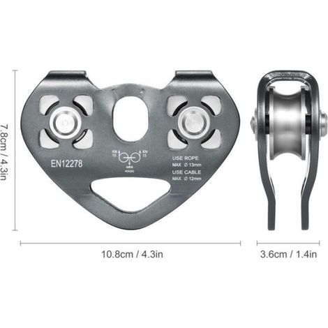 Poulie D'Escalade - Alliage Aluminium Magnésium - Roulements Acier Inoxydable - Charge De Travail 30 Kn - Pour Corde Jusqu'à 13 Mm - 1 Pièce (1/5)