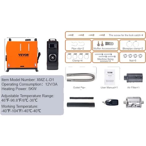 Chauffage à air diesel, contrôle Bluetooth, design portable, 5KW (1/2)