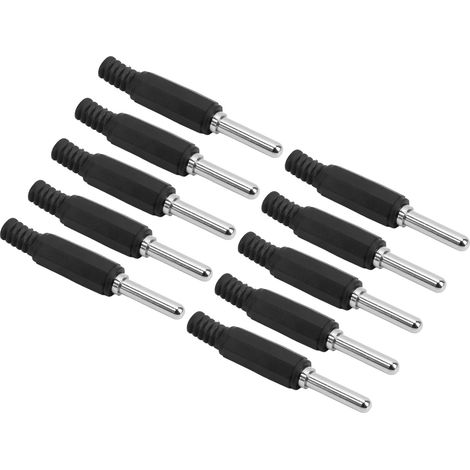 Lot de 10 fiches bananes mâles 4 mm J.10023 en laiton professionnel pour accessoires de sécurité, couleur noire. (1/5)