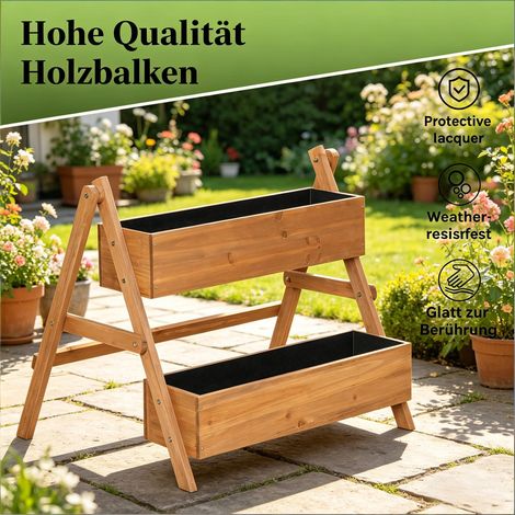 Lit de Jardin en Forme d'Escalier, Bac Surélevé pour Légumes, Jardinière Surélevée pour Herbes Aromatiques (1/5)