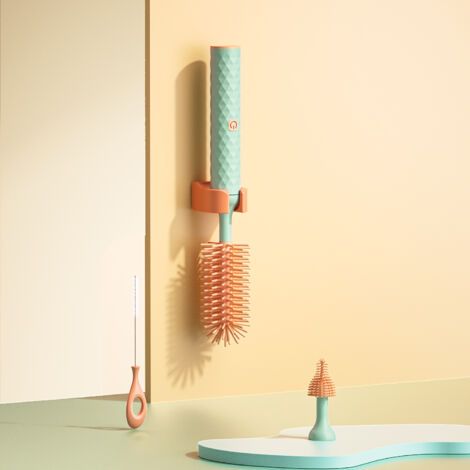 Brosse électrique de nettoyage de biberons avec trois têtes de brosse, brosse de nettoyage de tasse (verte) (1/5)