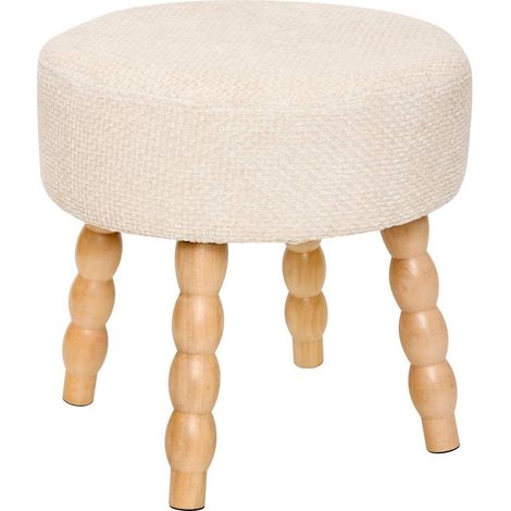 Tabouret d'Appoint Chenille "Spolo" 39cm Blanc (1/4)