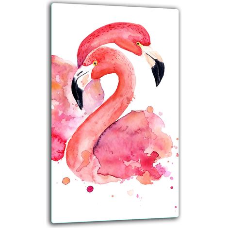 PLAQUE DE PROTECTION EN VERRE POUR INDUCTION 30x52 FLAMANTS ROSES (1/5)