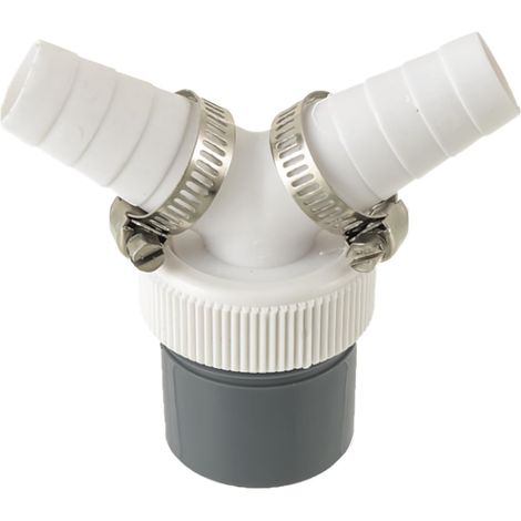 Adaptateur de vidange pour lave-vaisselle et lave-linge, avec raccord d'entrée de 19 à 24 mm et tuyau de sortie de 40 mm. Le kit comprend 2 colliers de serrage. (1/5)