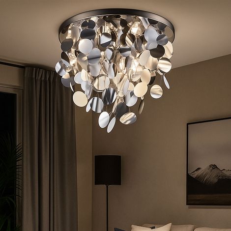 Design Decken Leuchte Wohn Schlaf Zimmer Beleuchtung Behang Lampe silber chrom Reality R60895031