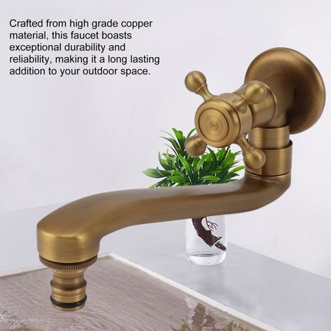 Robinet de Jardin Style Vintage avec Bec Extensible en Cuivre Antigel Murale Pour Lavage Single Robinet C (1/4)