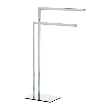 Wenko – Porte-serviettes sur pied 2 barres – Socle carré lesté pour stabilité – Acier chromé – Dimensions 48 x 80,5 x 20 cm – Argent brillant (1/5)