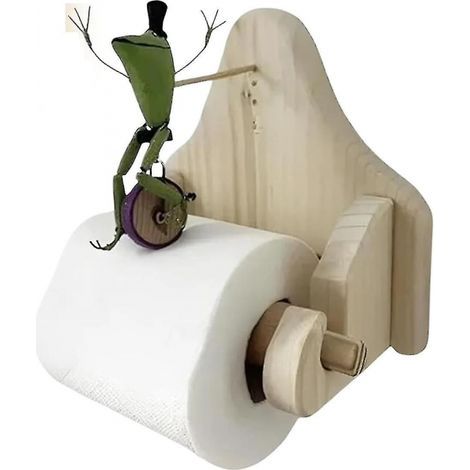 Frosch auf Fahrrad Toilettenpapierhalter, lustige Wandhalterung Froschrolle (1/4)