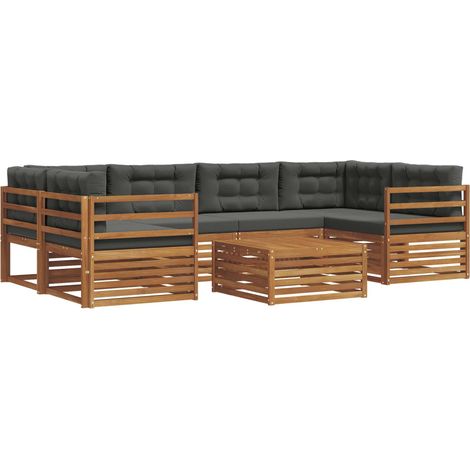 Outdoor-Sofagarnitur 7 Stk. Natur und Anthrazit vidaXL (1/5)