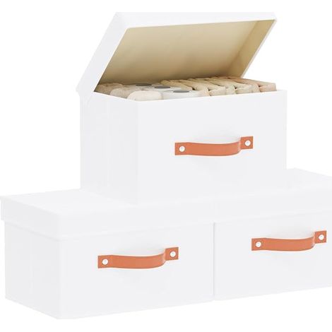 Boite de Rangement, 33x23x20cm, Blanc (1/3)