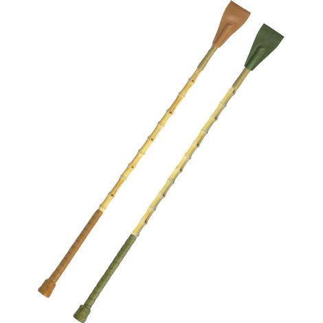 Verde - Frustino da salto in bamboo con puntale in cuoio