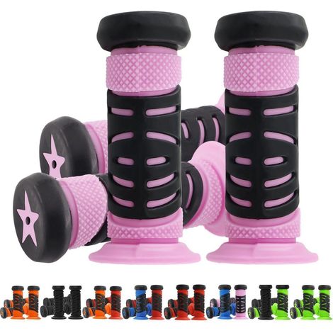 Fahrradgriffe Kinder 22mm mit Prallschutz, rutschfest, 95mm, Rosa (1/5)