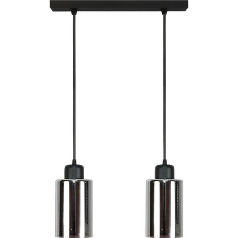 Schwarze Hängeleuchte mit Graphitglasschirm, Modell SV 15-578