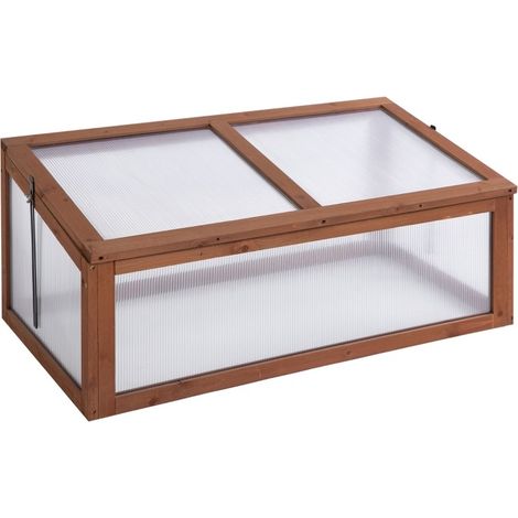 Mini invernadero de madera con placas de policarbonato 100 x 65 x 40 cm (1/5)