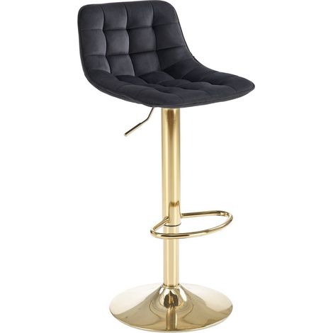 Chaise de bar en velours noir avec pied en métal doré Explain (1/5)
