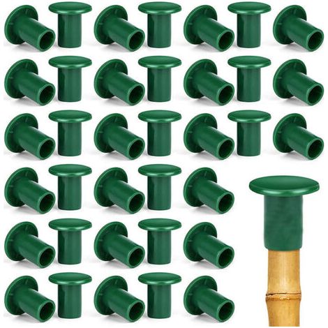 BUNTHAUS Lntyq 36 Pièces Capuchons De Sécurité De Canne, 3cm Caoutchouc Toppers De Sécurité De Canne Capuchons De Protection pour Canne à Haricots pour Jardin Extérieur (Vert)