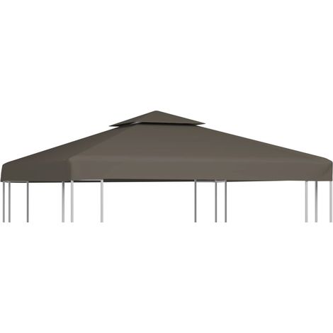 Toldo de cenador 2 niveles 310 g/m² 3x3 m gris topo vidaXL