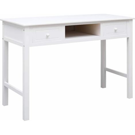 vidaXL Escritorio de madera blanco 110x45x76 cm (1/4)
