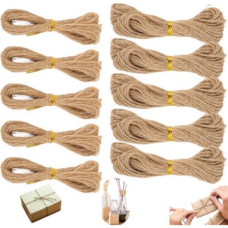 10 brins de corde de reliure en jute naturel écologique de 1 mm et 2 mm - 20 mètres (1/5)