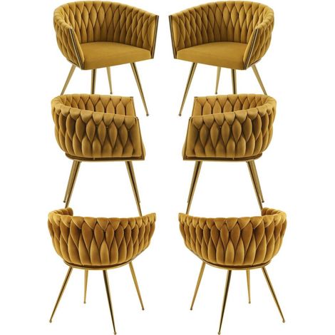 Packs Sillas Comedor - Pack 6 Sillas Widny Golden Terciopelo - Mostaza (1/5)