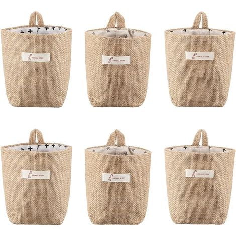Panier Rangement, Osier En Coton Et Lin, De Pliable Avec PoignéE, Suspendu, Mural Jouets, Maquillage, Clés, Toilette (1/5)