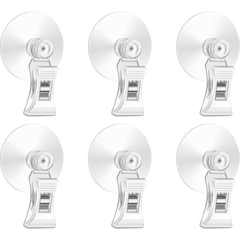 10 pcs clear suction cup clips, clear suction cup hook, suction cups with clamp, suction cup hook with clip, suction cup hook holder, for glass, windows, aquarium (1/5)