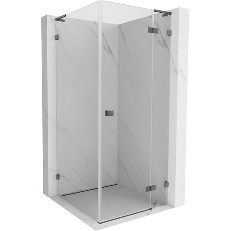 Mexen Lunar L rechechteck-duschkabine rechts 100 x 100 cm, transparent, gun gray gebürstet - 834L-100-100-66-00-P (1/5)