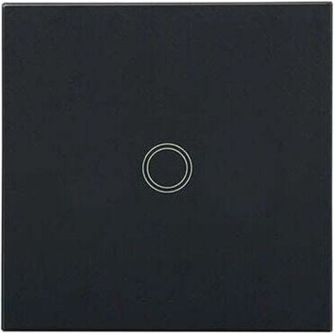 Interruttore a parete touch unidirezionale nero, 1 unità con indicatore LED, pannello in vetro temperato, senza filo neutro (carico massimo: 500W) (1/4)