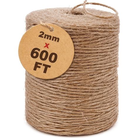 Corde de jute de 2 mm - 183 m - corde de jardinage - idéale pour les loisirs créatifs et l'emballage cadeau (1/4)