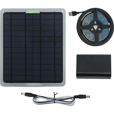 Tira de luz LED solar impermeable IP65 de 20 W para cultivo de plantas, con caja de protección de batería para invernadero, 3 metros (9,8 pies). (1/5)