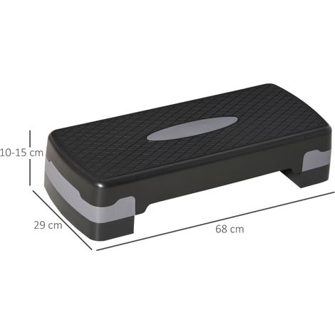 Step aerobico regolabile 10/15 cm, antiscivolo, portata max 150 kg, nero e grigio HAVRYA (1/5)
