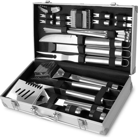 26Pcs Kit de Barbecue Portable, Ustensiles Barbecue, Kit Barbecue Ustensiles en Acier Inoxydable, Accessoire Barbecue pour Jardin, Camping, Voyage, Cadeau de Noël Idéal pour Homme (1/3)