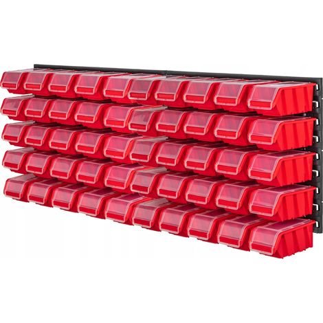 KADAX Werkstattwandregal, Wandplatten, 116 x 39 cm, Rot, 50 tlg.