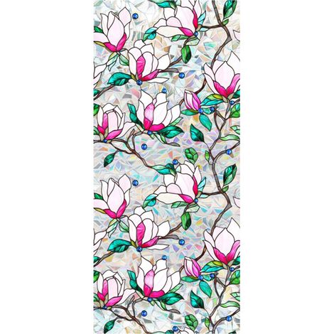 Decorazione statica per finestra con motivo floreale arcobaleno - 43x100 cm XCBL156
