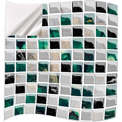 Lot de 5 stickers mosaïque 3D à faire soi-même, imperméables et auto-adhésifs en PVC, pour la décoration de votre cuisine ou maison. (1/5)