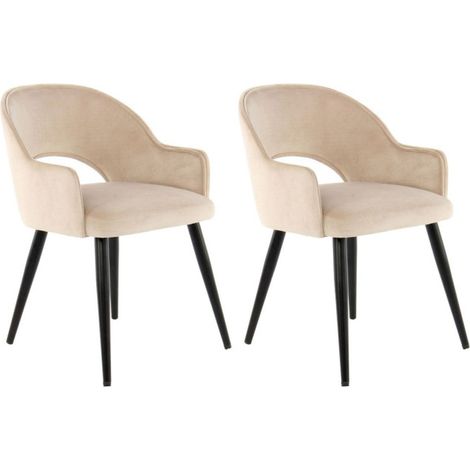 Lot de 2 Chaises en Velours "Joris" 77cm Champagne (1/4)