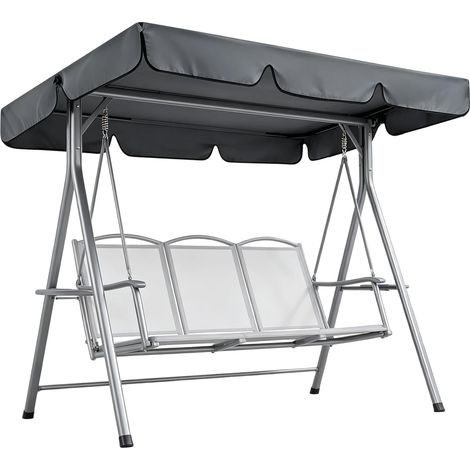Waterproof Garden Swing Roof 210 x 145 cm Grey Grey Polyester Waterproof Anti-UV 3 Seater Garden Swing Easy Install (1/5)