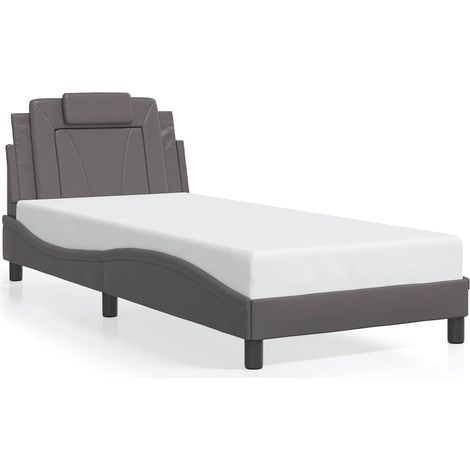 Maison Exclusive - Cadre de lit Viana sans matelas gris 90x200 cm similicuir (1/5)