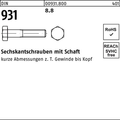 Vis hexagonale DIN 931/ISO 4014 m.Schaft x400mm
