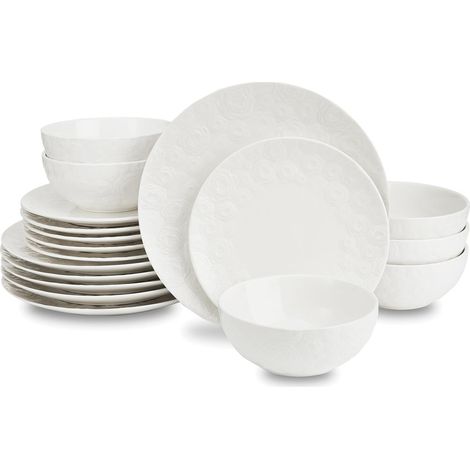 Vajilla de porcelana de 18 piezas para 6 personas, blanca con rosas, Sara Duka (1/3)