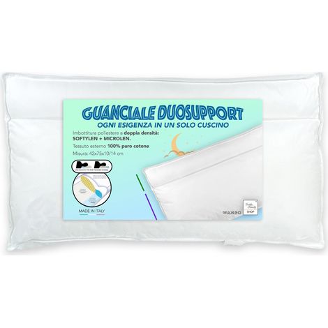 Guanciale DuoSupport con Doppia Imbottitura, Cuscino Letto Morbido e Duro, Innovativo Cuscino BiComfort in Poliestere e Cotone (1/5)