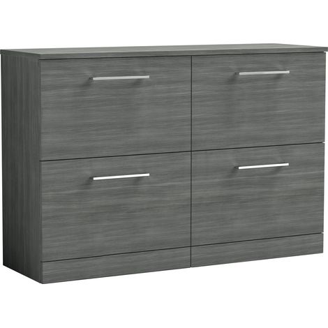 Balterley Bramshall Modern Bathroom 4 Drawer Floor Standing Vanity Unit with Worktop & Handles, Anthracite Woodgrain, 1205 mm