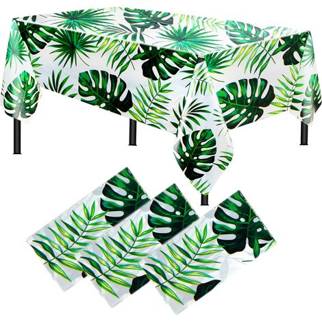 Lot de 3 nappes en plastique imperméables à motif feuilles de palmier, pour fête hawaïenne et anniversaire (1/5)