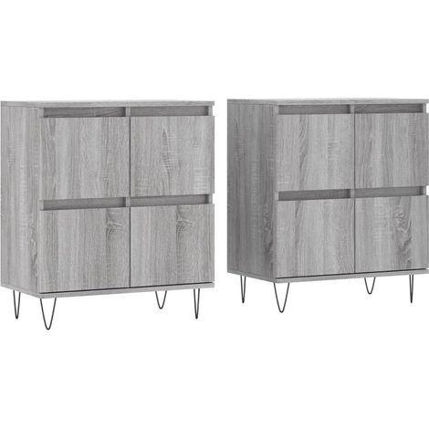 Credenza buffet cassettiera mobile contenitore organizer cucina soggiorno soggiorni set da 2 sonoma pannelli in MDF grigio 020036978