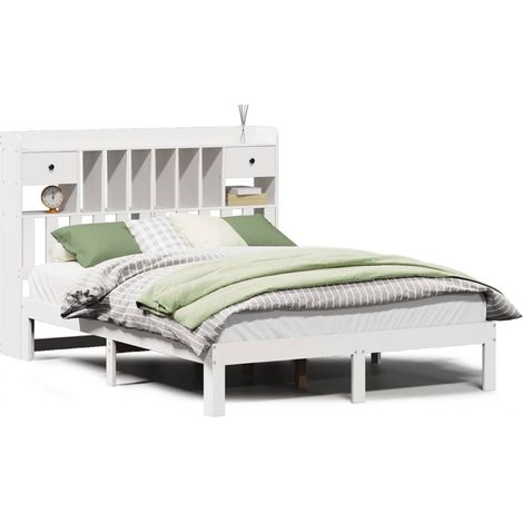 Maison Exclusive - Letto Libreria senza Materasso Bianco 135x190 cm Legno di Pino