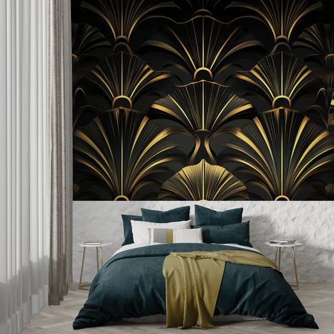 Papier Peint Art & Déco - Eventails Dorés - 300 x 250 cm (1/2)