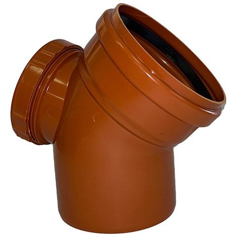 Curva 45° con Ispezione e con Guarnizione per Fognatura : Diametro - 160 (con tappo Ø125) (1/2)