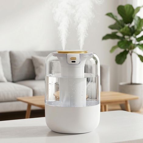 Humidificateur 2,2L double buse, 3 modes, lumière chaude, arrêt auto. Compact et portable. (1/5)