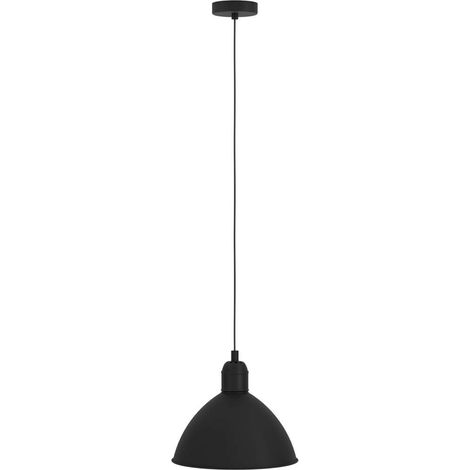 Eglo Priddy Lampada a sospensione da appendere sopra il tavolo da pranzo, rotonda, in metallo di colore bianco e nero, con attacco E27, diametro 30,5 cm (1/5)