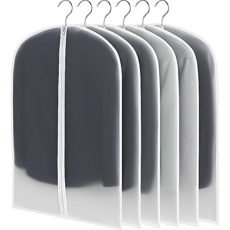 Housses à Vêtements Légères Lot de 6 Transparentes 60x100cm Anti‑poussière à l’humidité et à la moisissure pour Robes, Vestes, Chemises (1/3)
